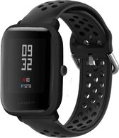 Siliconen Smartwatch bandje - Geschikt voor  Xiaomi Amazfit Bip siliconen bandje met gaatjes - zwart - Horlogeband / Polsband / Armband