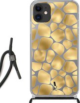 iPhone 11 hoesje met koord - Giraffeprint Goud