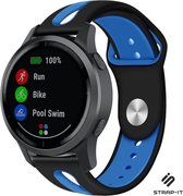 Siliconen sport duo bandje - geschikt voor Garmin Vivoactive 4 45mm / Garmin Venu 2 - zwart/blauw