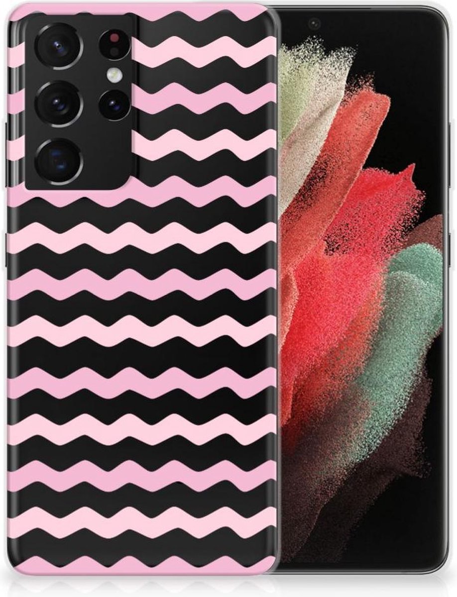 Samsung Galaxy S21 Ultra TPU bumper Waves Roze