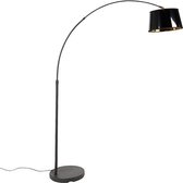 QAZQA arc-basic - Moderne Booglamp | Vloerlamp | Staande Lamp - 1 lichts - H 176 cm - Zwart Goud - Woonkamer | Slaapkamer