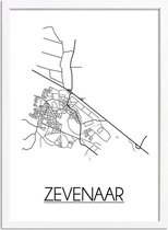 Zevenaar Plattegrond poster A2 + fotolijst wit (42x59,4cm) - DesignClaud