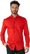 OppoSuits SHIRT LS Christmas Icons Red - Heren Overhemd - Kerstshirt - Rood - Maat L