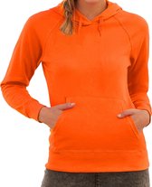 Oranje hoodie / sweater met capuchon - dames - raglan - basics - hooded sweatshirts - Koningsdag / EK en WK supporter L (40)