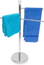 Relaxdays handdoekrek 3 stangen - handdoekhouder vrijstaand - handdoekenrek - badkamer