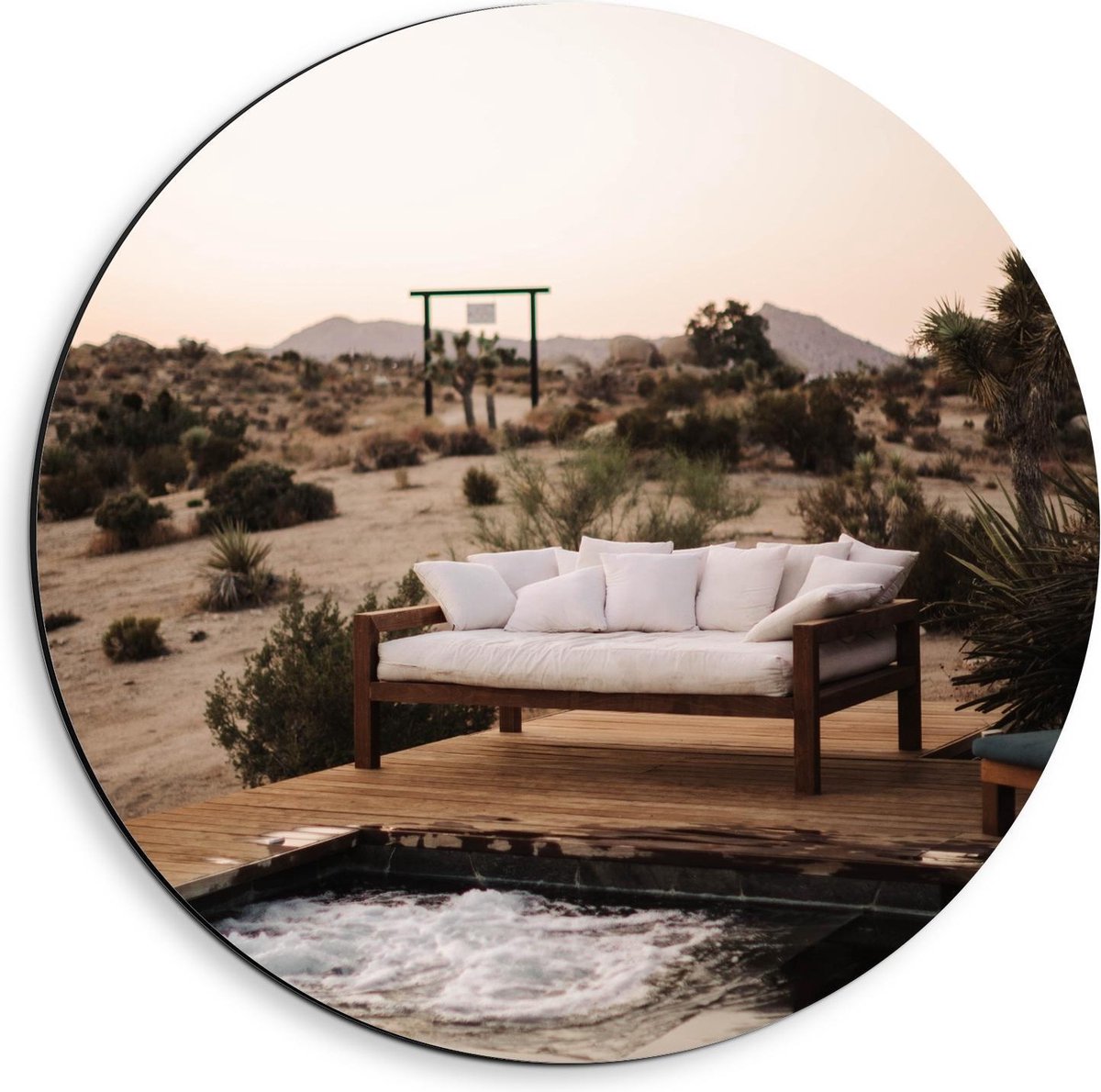 Dibond Wandcirkel - Luxe Achtertuin - 40x40cm Foto op Aluminium Wandcirkel (met ophangsysteem)