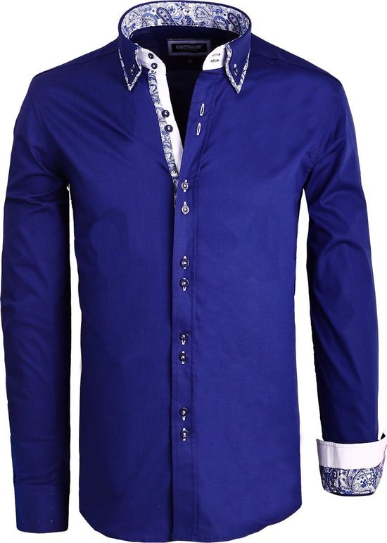 Heren Overhemd Dubbele Kraag Blauw Carisma 8492 | bol.com