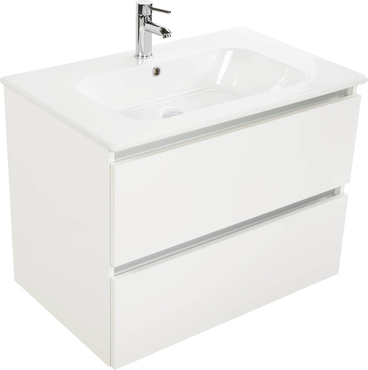 Saqu Gaia Badkamermeubel Set - 80x52 cm - Voorgemonteerd - Wit - Wastafelmeubel - Badmeubel