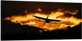 Dibond - Vliegtuig Tussen de Wolken - 200x100cm Foto op Aluminium (Wanddecoratie van metaal)