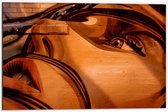 Dibond - Oranje Gezicht op Muur - 60x40cm Foto op Aluminium (Met Ophangsysteem)