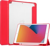iPad 10.2 (2019 / 2020 / 2021) Hoes - Transparante Case - Tri-fold Back Cover - Rood