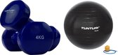 Tunturi - Fitness Set - Vinyl Dumbbell 2 x 4 kg  - Gymball Zwart 75 cm