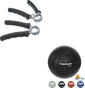 Tunturi - Fitness Set - Knijphalters 2 stuks - Gymball Zwart 65 cm