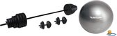 Tunturi - Fitness Set - Vinyl Barbell/Dumbbell Set 50Kg   - Gymball Zilver 55 cm