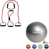Tunturi - Fitness Set - Tubing Set Rood - Gymball Zilver 75 cm