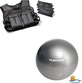 Tunturi - Fitness Set - Gewichtsvest 10 kg - Gymball Zilver 90 cm