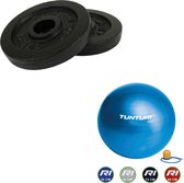 Tunturi - Fitness Set - Halterschijven 2 x 1,25 kg - Gymball Blauw 55 cm