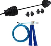 Tunturi - Fitness Set - Vinyl Barbell/Dumbbell Set 50Kg  - Springtouw Blauw