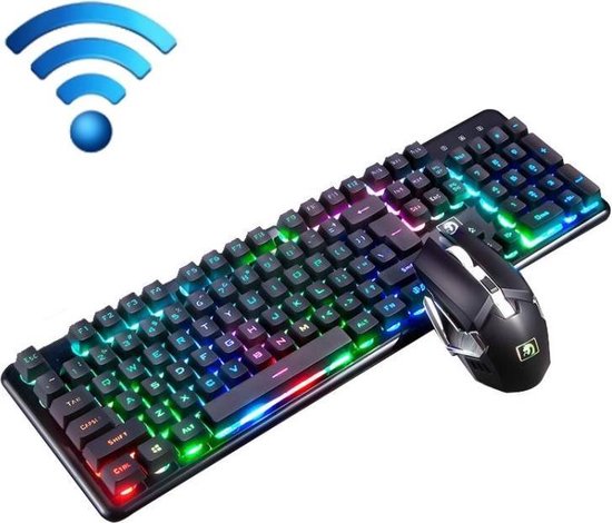 620 Draadloos opladen Lichtgevend gamingmanipulator-toetsenbord en muisset  (zwarte... | bol.com