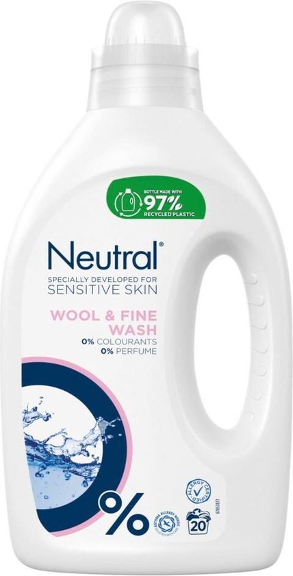 Neutral Vloeibaar Wasmiddel Fijnwas - (6 x 1L) / 120 wasbeurten - Voordeelverpakking