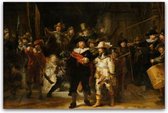 Schilderij De Nachtwacht - Rembrandt - Rijksmuseum - Foto op canvas - Canvasposter met ophangsysteem - 90 x 60 cm