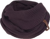Knit Factory Coco Gebreide Colsjaal - Ronde Sjaal - Nekwarmer - Wollen Sjaal - Paarse Colsjaal - Dames sjaal - Heren sjaal - Unisex - Aubergine - One Size
