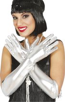 Zilveren metallic gala handschoenen voor volwassenen