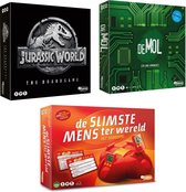 Spellenset - 3 stuks - Jurassic World the boardgame & Wie is de Mol De Code opdracht & De slimste Mens Ter Wereld
