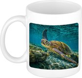 Dieren foto mok zee schildpad - schildpadden beker wit 300 ml