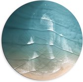 Dibond Wandcirkel - Strand van Bovenaf - 60x60cm Foto op Aluminium Wandcirkel (met ophangsysteem)