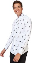 OppoSuits Christmas Penguins Shirt - Heren Overhemd - Kerst - Wit - Maat EU 41/42