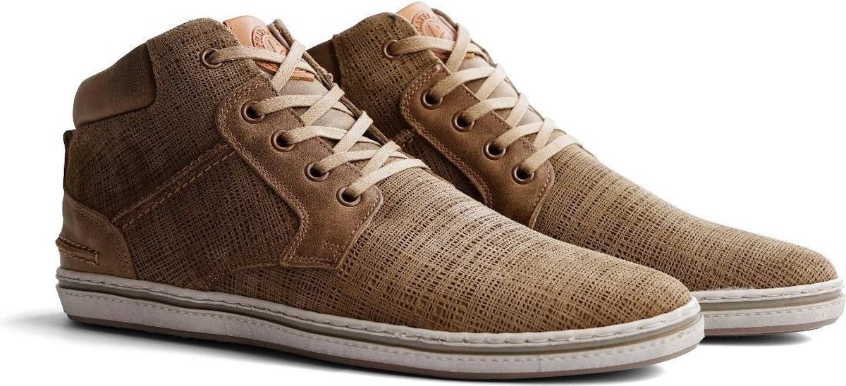Travelin Stafford Hoge leren heren sneakers Lichtbruin - Schoenen.nl