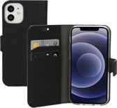 Mobiparts hoesje geschikt voor Apple iPhone 12 Mini - Saffiano Wallet/Portemonnee hoesje - Magneet Sluiting - 3 Opbergvakken - Zwart