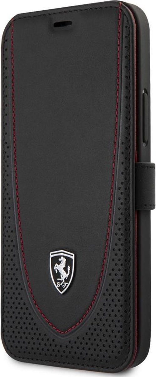 iPhone 12 Pro Max Bookcase hoesje - Ferrari - Effen Zwart - Leer