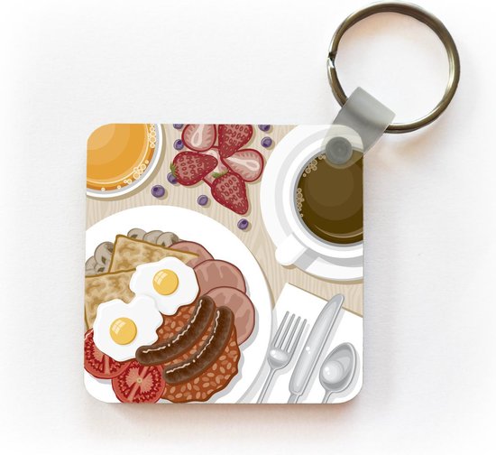 Sleutelhanger - een Engels ontbijt op een gedekte tafel - Plastic | bol.com