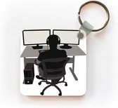 Keychain Illustration Jeux - Une illustration d'un porte - clés silhouette de jeu en plastique - porte - clés carré avec photo
