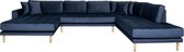 House Collection Velvet Hoekbank Milo U-Sofa met Open Linkse Hoek Donker Blauw