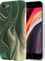 ShieldCase Marmeren geschikt voor Apple iPhone SE 2020 / SE 2022 hoesje met camerabescherming - groen