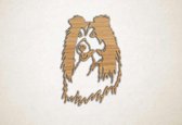 Wanddecoratie - Langharige Collie hond - XS - 30x21cm - Eiken - muurdecoratie - Line Art