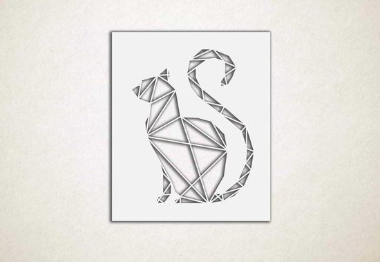 Line Art - Kat 4 vierkant - S - 52x45cm - Wit - geometrische wanddecoratie