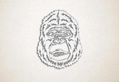 Wanddecoratie - Gorilla kop - M - 77x60cm - Wit - muurdecoratie - Line Art