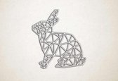 Line Art - Konijn 2 - XS - 27x25cm - EssenhoutWit - geometrische wanddecoratie