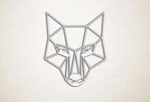 Line Art - Wolf 8 - M - 71x60cm - Wit - geometrische wanddecoratie