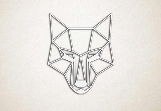 Line Art - Wolf 8 - M - 71x60cm - Wit - geometrische wanddecoratie