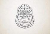 Wanddecoratie - Gorilla kop - S - 58x45cm - EssenhoutWit - muurdecoratie - Line Art