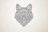 Line Art - Wolf 2 - S - 59x45cm - Wit - geometrische wanddecoratie