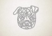 Line Art - Hond - Staffordshire Bull Terrier - S - 45x49cm - Wit - geometrische wanddecoratie