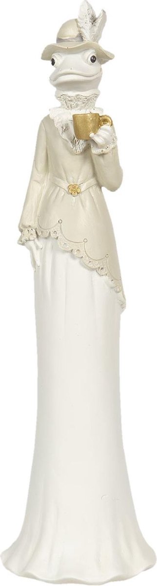 Beeld Kikker 7x7x32 cm Wit Polyresin Woonaccessoires