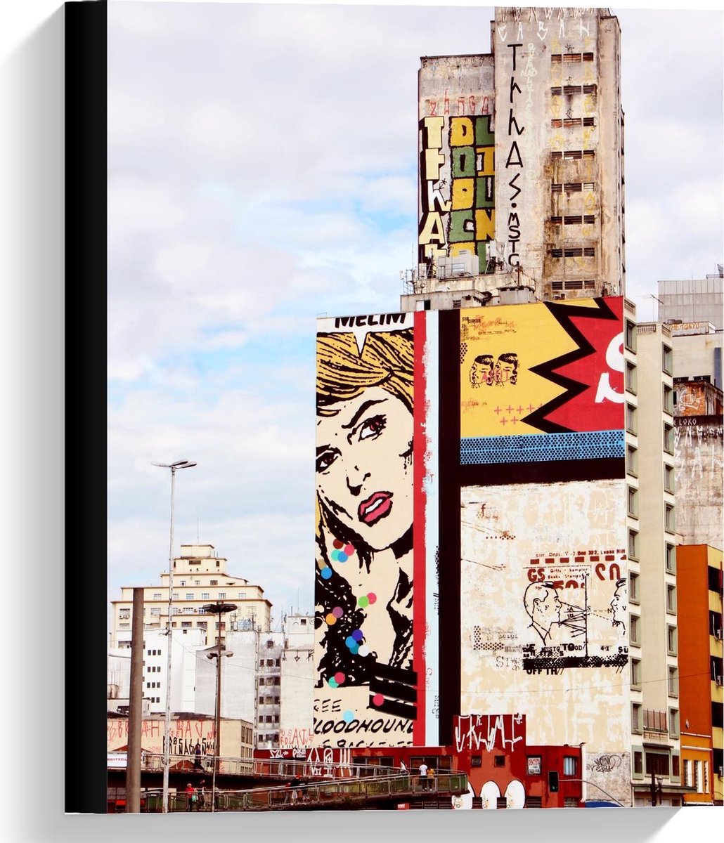 Canvas - Pop Art Kunst op Gebouwen - 30x40cm Foto op Canvas Schilderij (Wanddecoratie op Canvas)