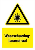 Sticker met tekst waarschuwing laserstraal, W004 210 x 297 mm